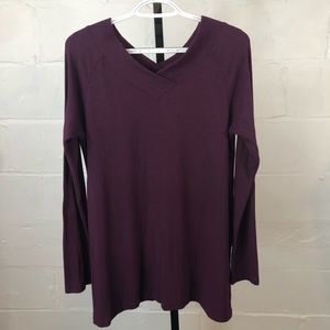 Soft Surroundings Double V Neck Tunic Sweater Size M Burgundy Wine